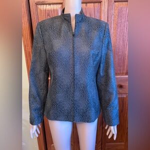 Due Per Due Snakeskin Print Zip Front Charcoal Black Women’s Size Large Jacket